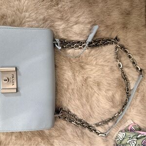 Prada Sky Blue Leather Shoulder Bag